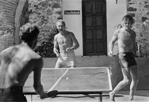 Redford and Newman's off-set ping pong battles during film set, 1968.