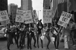 Playboy Bunnies strike for better wages, 1975.