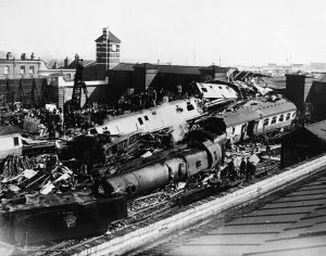 Deadliest UK peacetime rail crash, with 112 fatalities, 8 October 1952 .