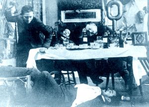 Jose Rizal and fellow National Heroes of the Philippines, drunk and wasted with their waiter in a Parisian restaurant, 1885 