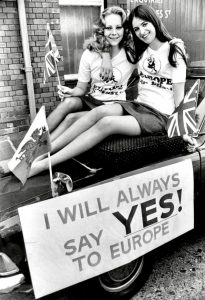 Pro-Europe supporters during the 1975 Common Market referendum.