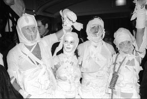 A quartet of mummies at Studio 54's annual Halloween party, 1978.