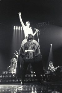Freddie Mercury riding Darth Vader during a concert in Houston, 1980.