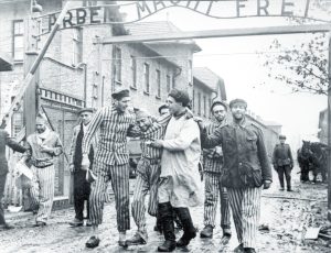 Soviet soldier liberates Auschwitz, 1945.