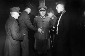 Wehrmacht General Anton Dostler is tied to a stake before his execution by a firing squad in Aversa, Italy, December 1, 1945. 