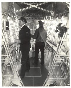Inside the emergency control room of the rigid airship Akron, 1933.