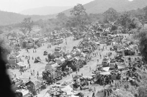 Refugees fleeing Ban Me Thuot, Vietnam, 1975 